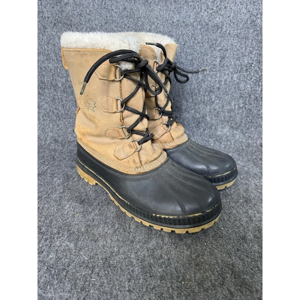 Vintage Sorel Buffalo Boots Mens Size 10 Brown Leather Snow Winter Waterproof